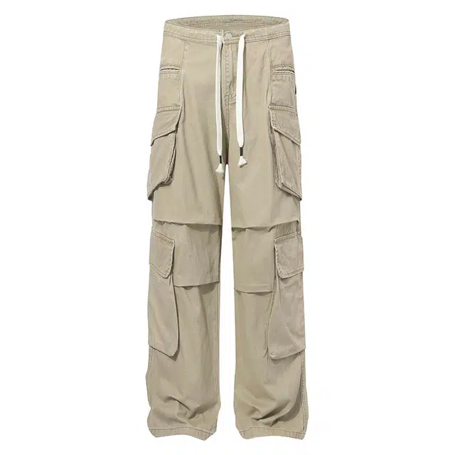 拾个壹先生 美式复古高街潮流多口袋小众宽松休闲百搭设计感阔腿裤牛仔裤 男女同款