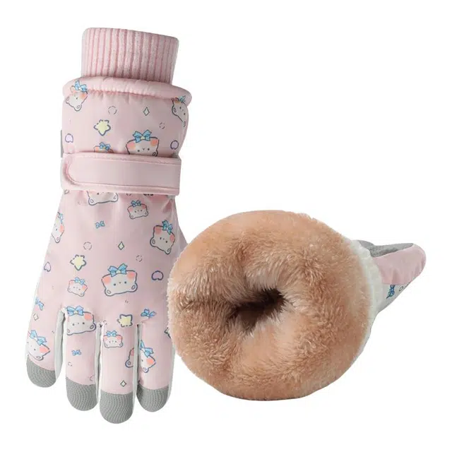 南极人 冬季加绒保暖可触屏户外骑行电动车登雪山防泼水东北哈尔滨旅游防风防寒 加厚 滑雪手套 女款