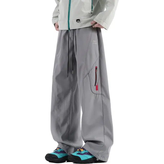 瑞梵帝斯 休闲户外运动褶皱弯刀伞兵宽松百搭直筒拖地多口袋工装裤 男款