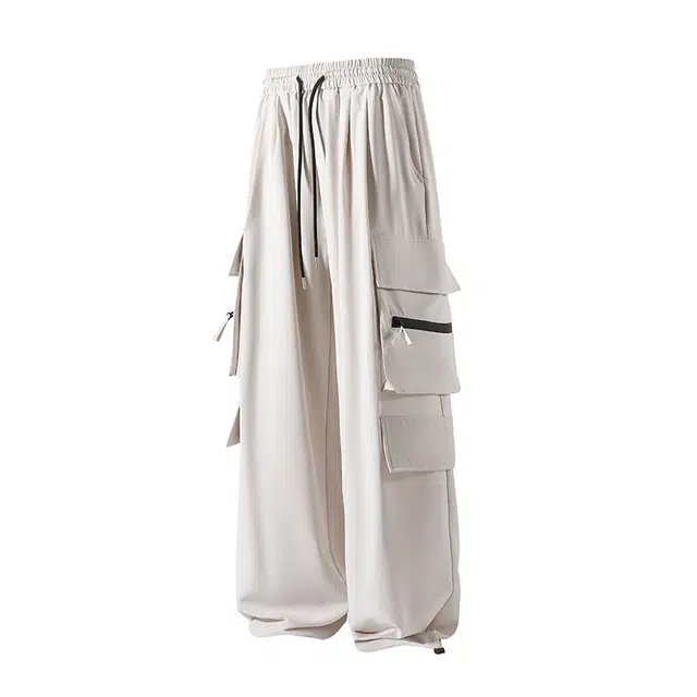 海尔斯 简约百搭纯色系带中腰直筒宽松休闲裤 男款