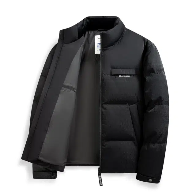 鸭鸭 休闲保暖面包服基础百搭短款加厚立领运动羽绒服 男款