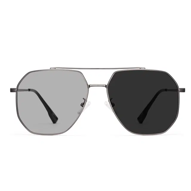 苍木优品 自动感光变色双梁墨镜潮偏光防紫外线强光开车专用驾驶 合金 不规则形 太阳眼镜 男款