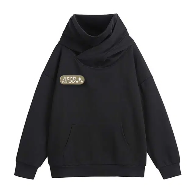 艾梵斯贝 美式复古潮流高街风重磅解构工艺防风高龄连帽日常通勤百搭宽松休闲时尚学院风个性街头套头春秋情侣款卫衣 男女同款