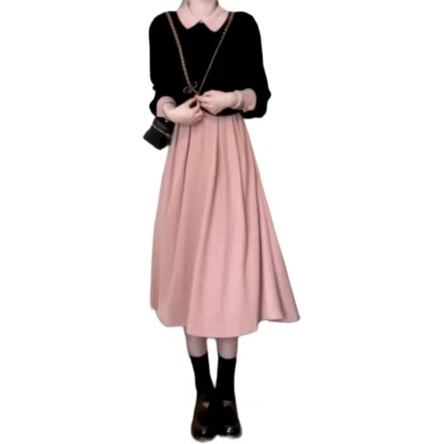 沐晓欣 时尚穿搭一整套小香风富家千金高级感长裙裙装套装 女款