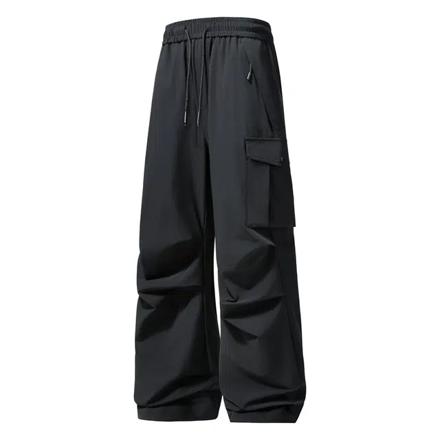 海尔斯 户外百搭纯色中腰宽松直筒系带休闲裤 男款