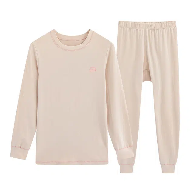 贴身领域 秋衣秋裤青少年纯棉全棉毛衫初中高中学生男士内衣保暖套装 女款