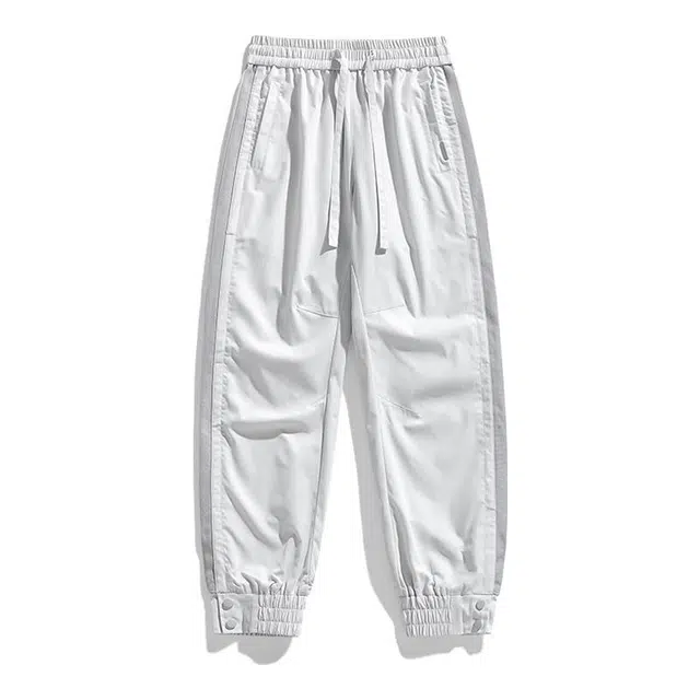 海尔斯 简约百搭中腰束脚宽松纯色休闲裤 男女同款