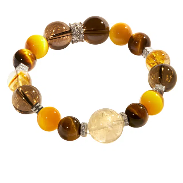 仙园韵 金霸大综合 精致轻奢小众高级感招财好运连连新中式文玩手饰 黄水晶 手串 女款