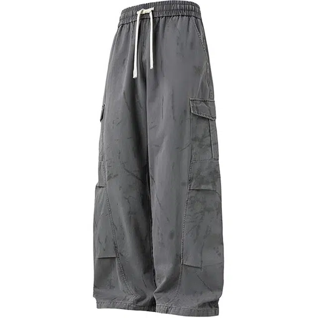 海尔斯 百搭美式高街满印直筒宽松系带休闲裤 男款