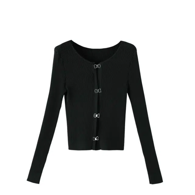 晚白 高弹弹力条纹减龄修身版型针织衫 女款