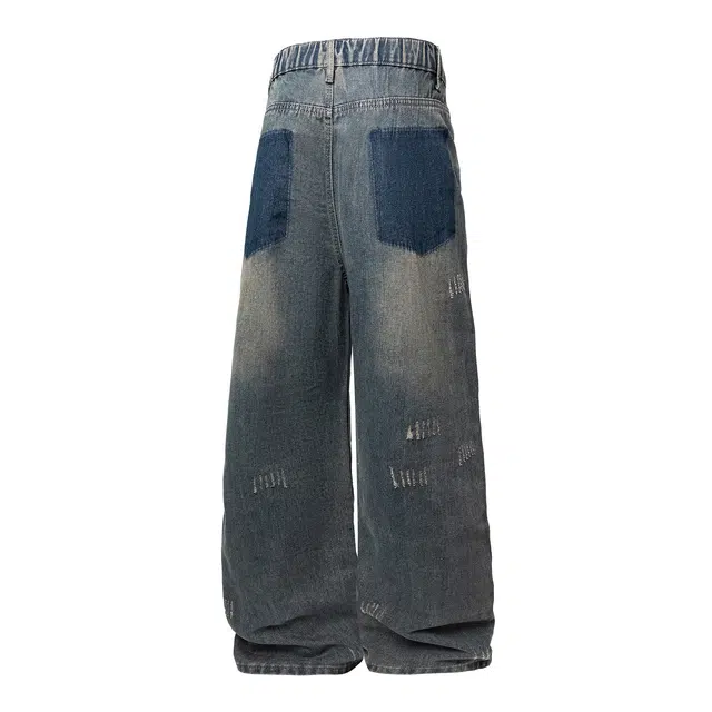 HUANQIU Vintage Streetwear Denim Pants