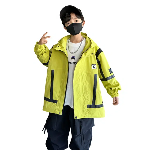 熊猫圆圆上装 时尚潮流百搭休闲防风拼色连帽夹克外套