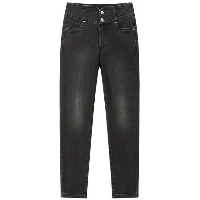 太平鸟 简约百搭高腰修身小脚高弹发热磨毛铅笔裤牛仔裤 女款