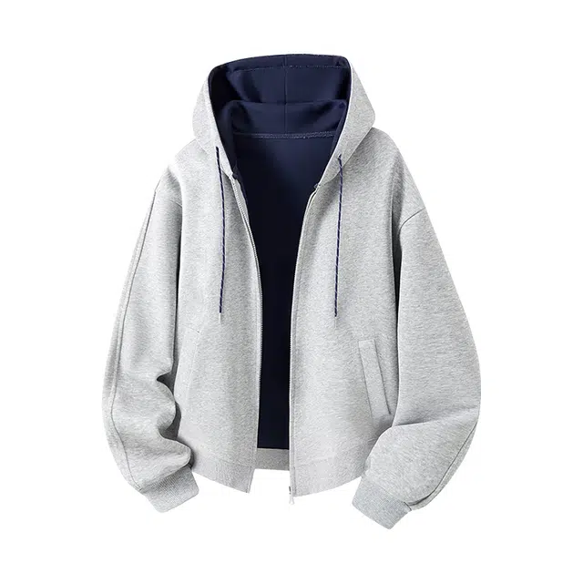 寻星记 时尚复古潮流百搭连帽开衫卫衣 男女同款