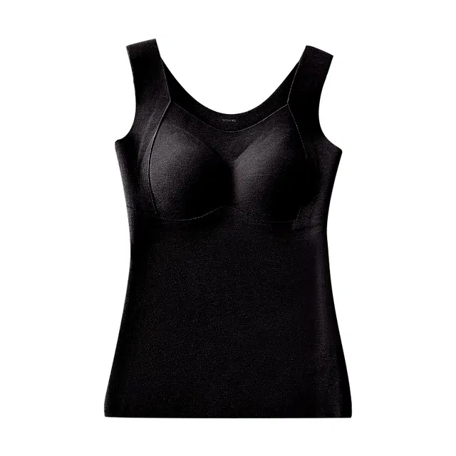 二三二三  休闲隐形无痕舒适秋衣亲肤柔软无袖贴身内搭内衣带胸垫免穿文胸打底衫日常简约百搭保暖上装 女款