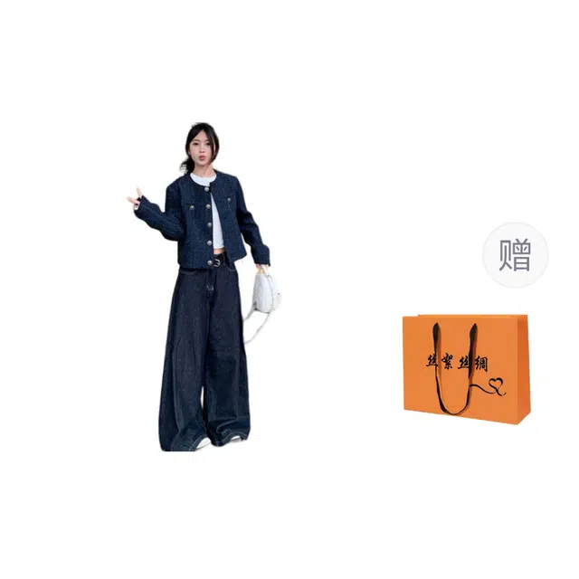 丝絮丝绸 小香风复古高级休闲宽松长袖上衣截短外套 女款