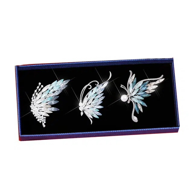 缔晶 甜美优雅气质蝴蝶胸花套装 精致时尚百搭秋冬外套围巾上衣配饰#好运 合金 胸针 女款