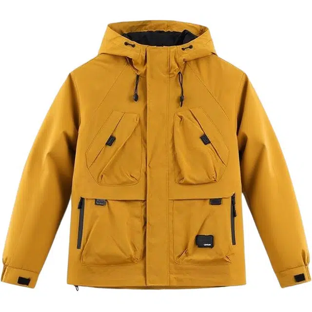 棉致 多口袋机能插肩复古连帽拉链开衫抽绳时尚百搭防风舒适工装外套通勤休闲宽松夹克 男女同款