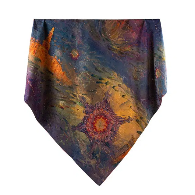 上海故事 香云纱桑时尚优雅独特艺术印花 桑蚕丝 丝巾 女款