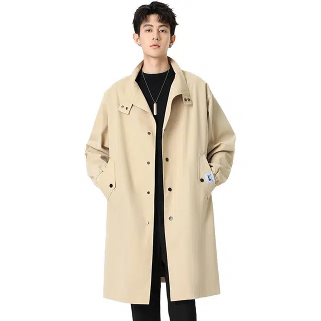 【dme】 简约韩系立领高品质气质宽松中长款大衣男秋款休闲设计时尚风衣外套 男女同款