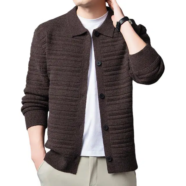 太子龍 秋季翻领潮流复古慵懒风休闲外套百搭针织衫 男款