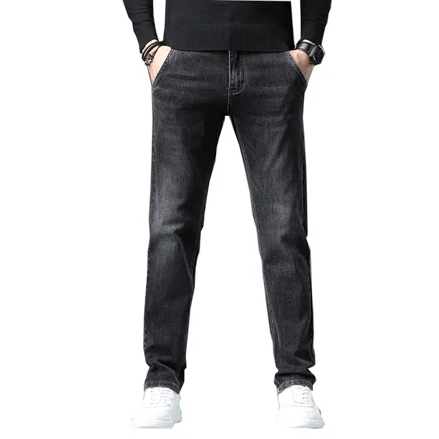 炳盛 高端男士春秋季弹力宽松直筒男裤商务休闲长裤子男牛仔裤 男女同款