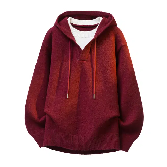 半空山 纯色简约基础款软糯舒适透气亲肤宽松百搭日常通勤连帽针织衫 男女同款