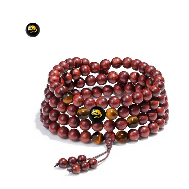 【普陀山官方已过香】 普陀山文创 十二生肖守护木质文玩多圈叠戴新中式复古民族风转运盘玩佛珠#好运 血檀 手串 男女同款情侣款