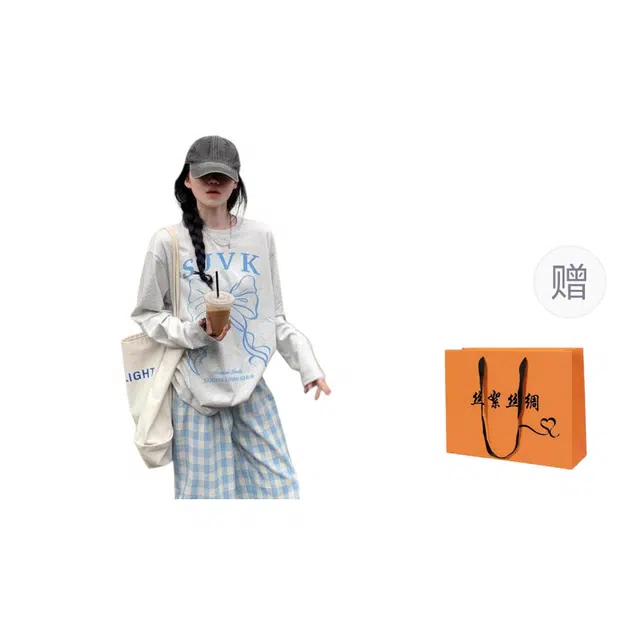 丝絮丝绸 秋装学院慵懒风时尚宽松上衣卫衣 女款