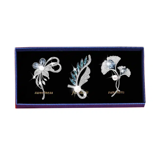 缔晶 精致高档优雅花朵胸花套装 轻奢百搭秋冬外套上衣配饰饰品 铜 胸针 女款