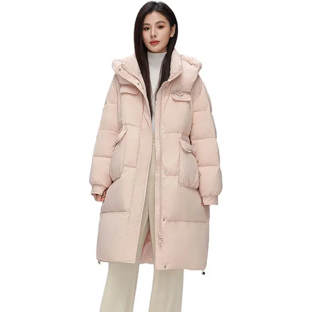 鸭鸭 基础款纯色高充绒高蓬过膝中长款宽松时尚百搭通勤加厚保暖外套羽绒服 女款