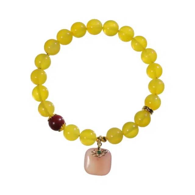 千叶珠宝 「暖珀凝光 · 粉瑕坠」坠招财桃花吉祥优雅大气轻奢高级感小众设计感#好运天然 玛瑙 手串 男女同款情侣款