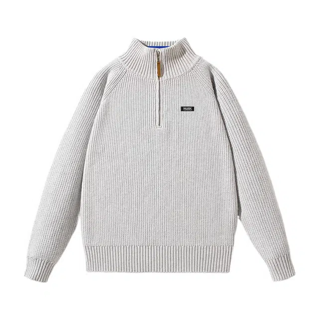 FAIRWHALE Basic Zip Collar Sweater