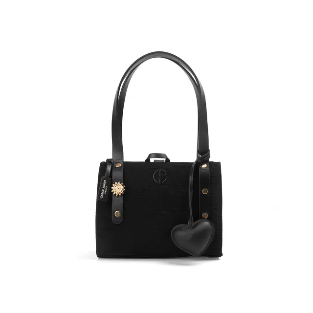 阿玛尼【定制化妆包】伊朵 黑桃星芒 精致 优雅  艺术感 甜美风 约会   通勤 黑色帆布高定包