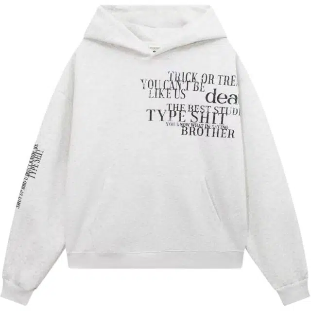 爱肯 小众创意字母印花上衣美式复古纯色简约慵懒风高品质直筒修身保暖御寒日常通勤百搭痞帅廓形连帽卫衣 男女同款