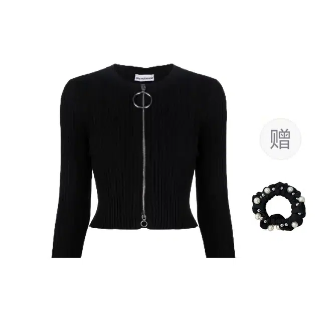 雾闪闪 拉链开衫外套女早秋设计感修身显瘦短款上衣 针织衫 女款