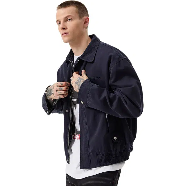 逆腾 春秋款美式短款外套男潮牌宽松高级感男士肌理休闲百搭夹克 男女同款