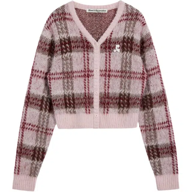 RestRecreation FW25 CHECK PATTERN HAIRY KNIT CARDIGAN