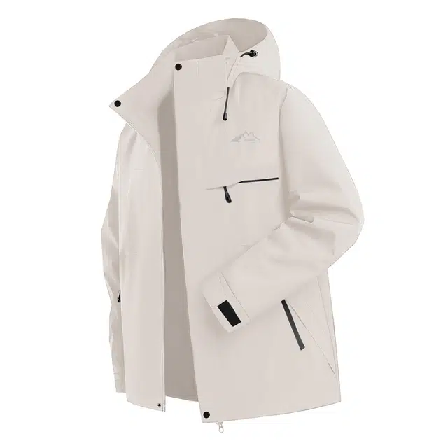 赛琪 基础款纯色日常户外通勤徒步登山防风防泼水耐磨保暖舒适宽松连帽休闲单层百搭拉链夹克外套 男女同款