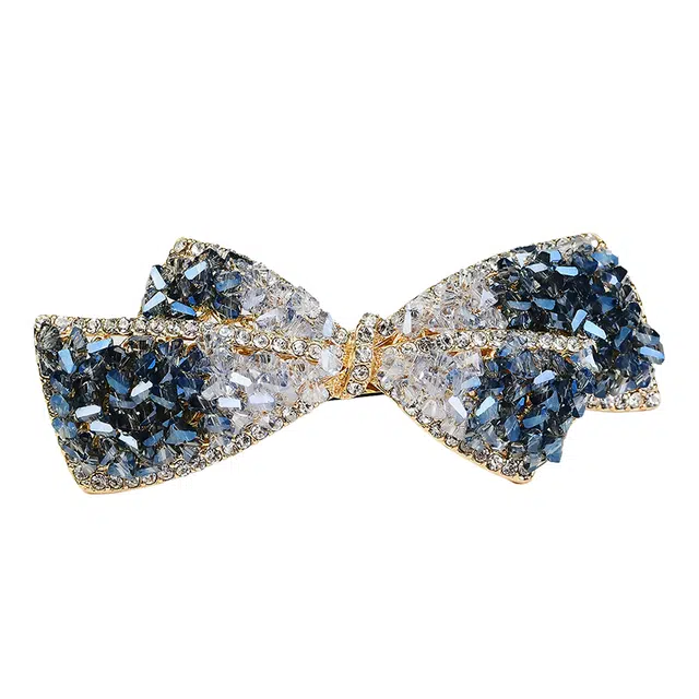 左欧 蝴蝶结半扎发高端发饰弹簧夹后脑勺#好运 合金 发夹 女款