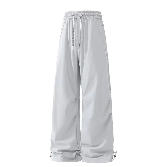 海尔斯 纯色中腰系带宽松直筒休闲裤 男款