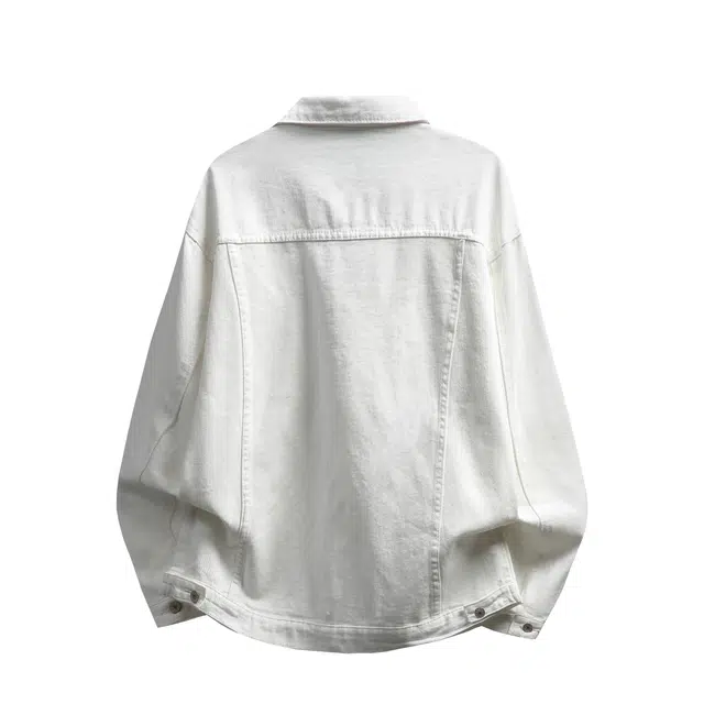 左岸 宽松翻领牛仔外套春秋季潮流工装夹克上衣休闲纯色衬衫 男款