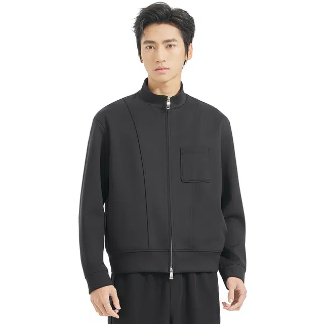 利郎 时尚都市立领质感潮流简洁开衫秋季卫衣 男款