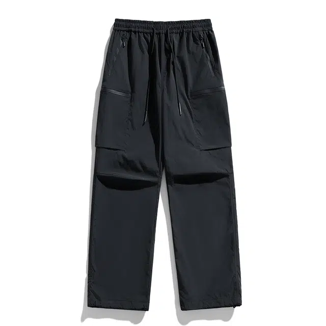 海尔斯 美式纯色宽松直筒中腰系带休闲裤 男款