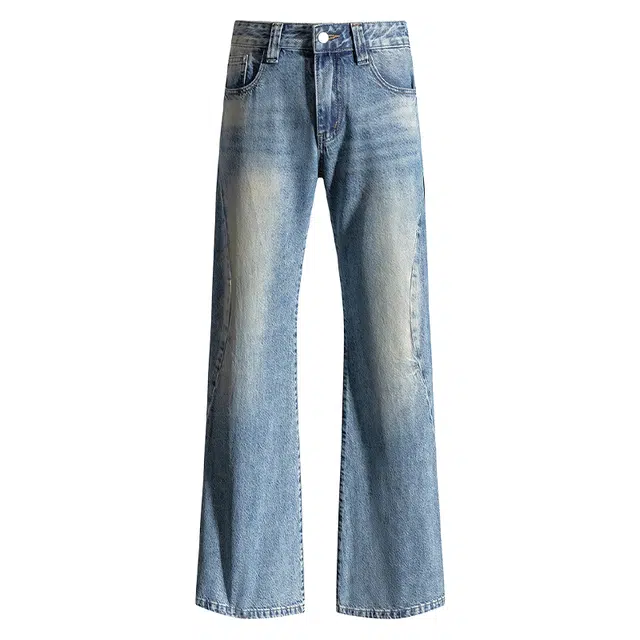 拾籍 秋冬美式水洗做旧低腰显瘦不规则设计微宽松喇叭牛仔裤 女款