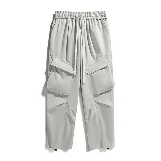 海尔斯 简约百搭美式高街纯色宽松系带中腰休闲裤 男款