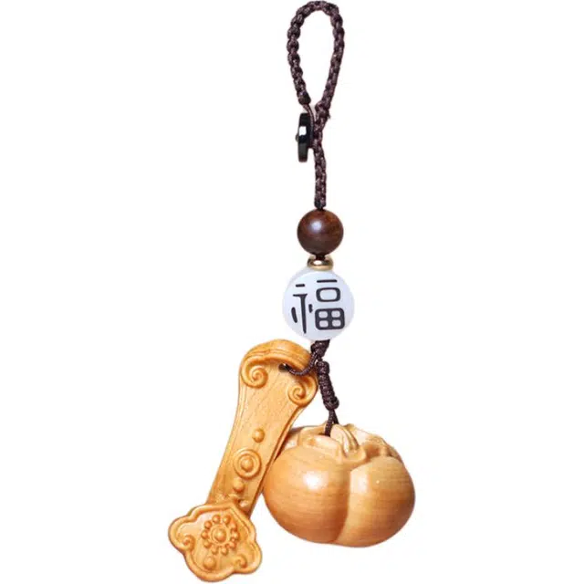 得笙陌 事事如意柿子平安纳福招财进宝好运连连钥匙扣 崖柏 挂件 男女同款情侣款