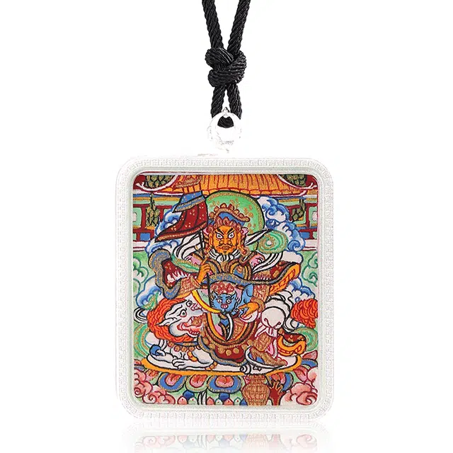 喃呢 藏式热贡精工手绘唐卡 财宝天王增护身符度马年招财转运来财 新中式都市文玩国风#好运 合金 项链 男女同款情侣款