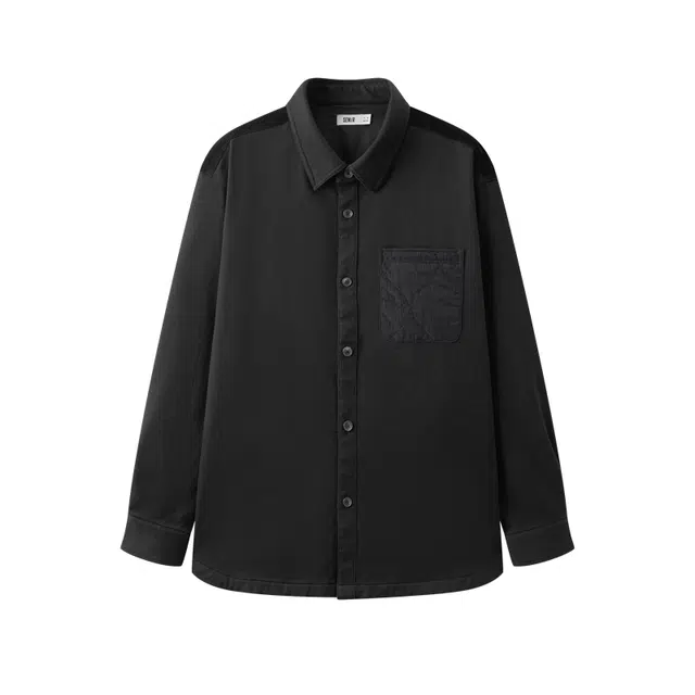 森马 商场同款男装 拼接灯芯绒宽松外套长袖衬衫 男款