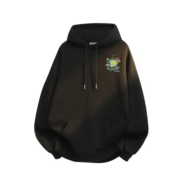 萌芽熊 萌芽熊美式艺术字母印花设计日常通勤宽松舒适纯色长袖连帽卫衣 男女同款